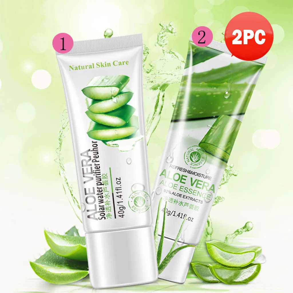 Алое гель увлажняющий лосьон для лица крем DIY Ручная стирка алоэ вера 40g 2 шт.