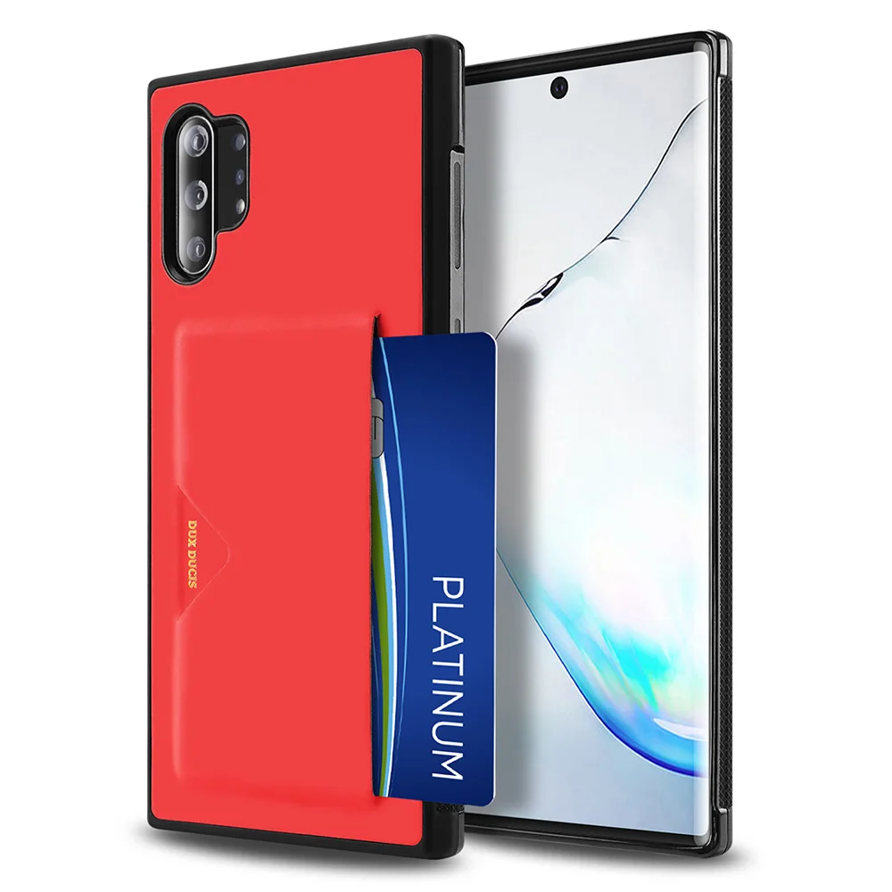 Чехол-бумажник для samsung Note 10 и 10+ Plus из кожи ПУ и ТПУ Бампер Защитный слот для кредитных карт держатель сумка для мобильного телефона - Цвет: Красный