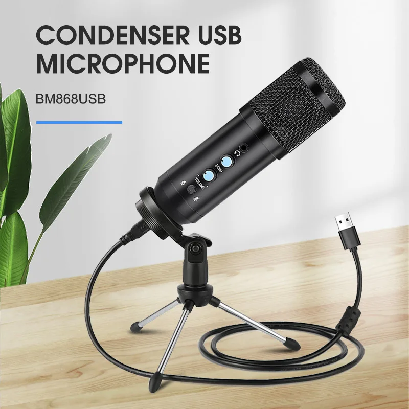 

USB Microphone Studio Professional Condenser Microfone With Desktop Tripod Microphone for YouTube Video Karaoke Gaming Recording