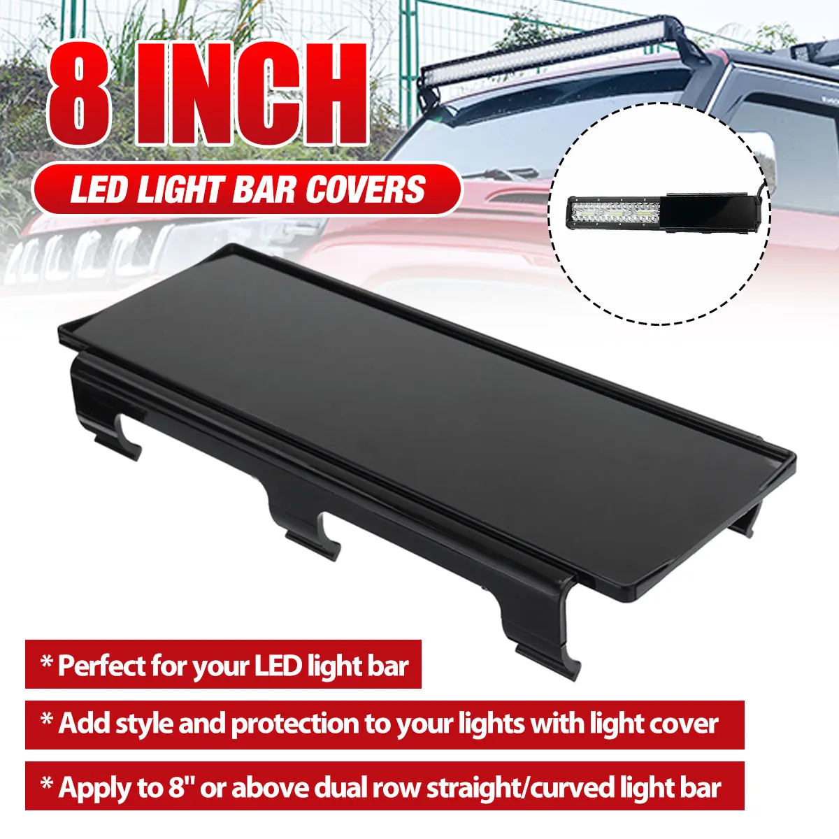 

6/8 Inch Black Lens Kit Led Light Cover Snap for Off-Road SUV ATV Straight LED Work Light Bar LED light Cover