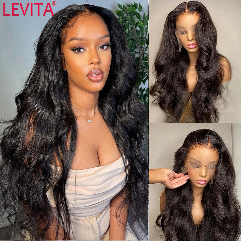 LEVITA 30 Inch Body Wave Lace Front Wig Brazilian Human Hair Lace Frontal Wigs For Women PrePlucked Bodywave 4x4 Closure Wig