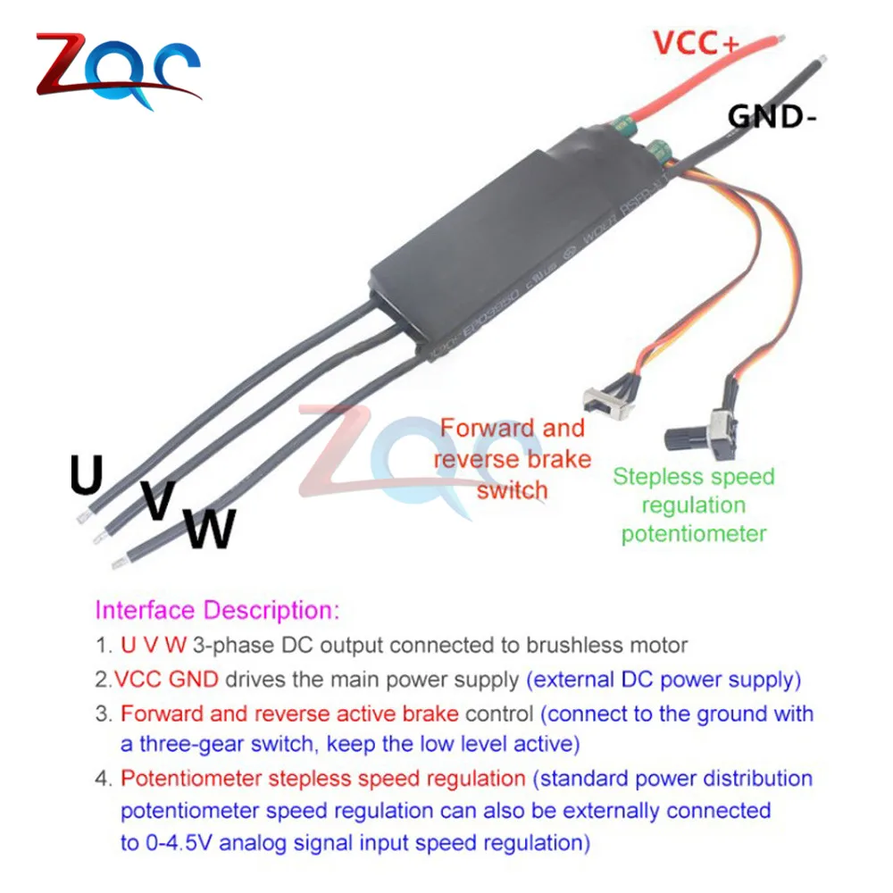 DC6-24V 1000 Вт BLDC 3-фазный бесщеточный двигатель бескарточная плата двигателя