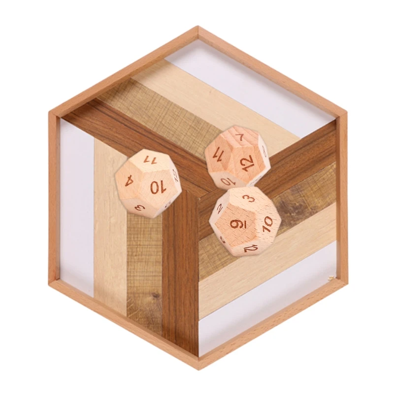 

G6DE Wooden Hexagon Rolling Dice Storage Tray - Dice Holder Box for Table Games Like RPG and DND/D&D Catchall Tray