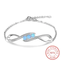 blue fire opal bracelets 925 sterling silver cubic zirconia bracelets for women silver 925 jewelry charm bracelets chain link