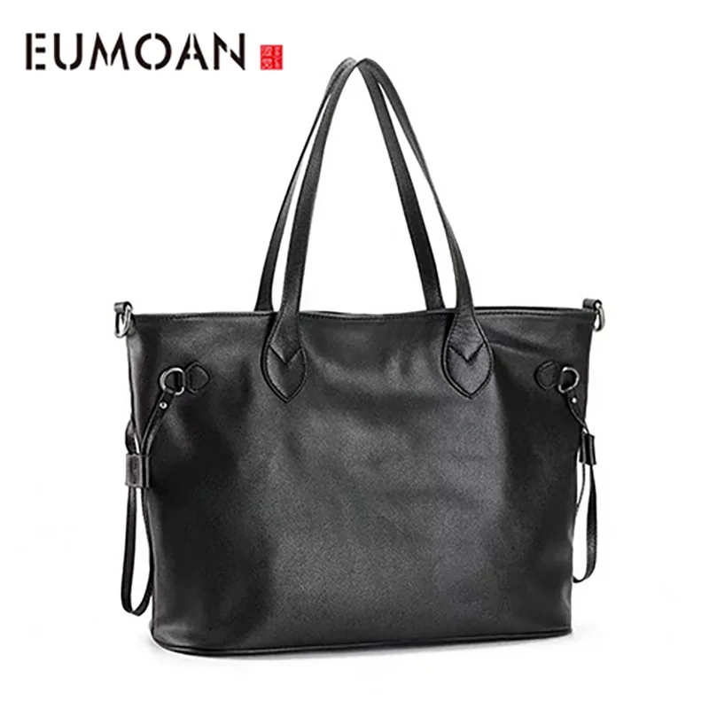 

EUMOAN Head cowhide female packets shoulder bag oblique cross bag commuter soft retro simple shell bag