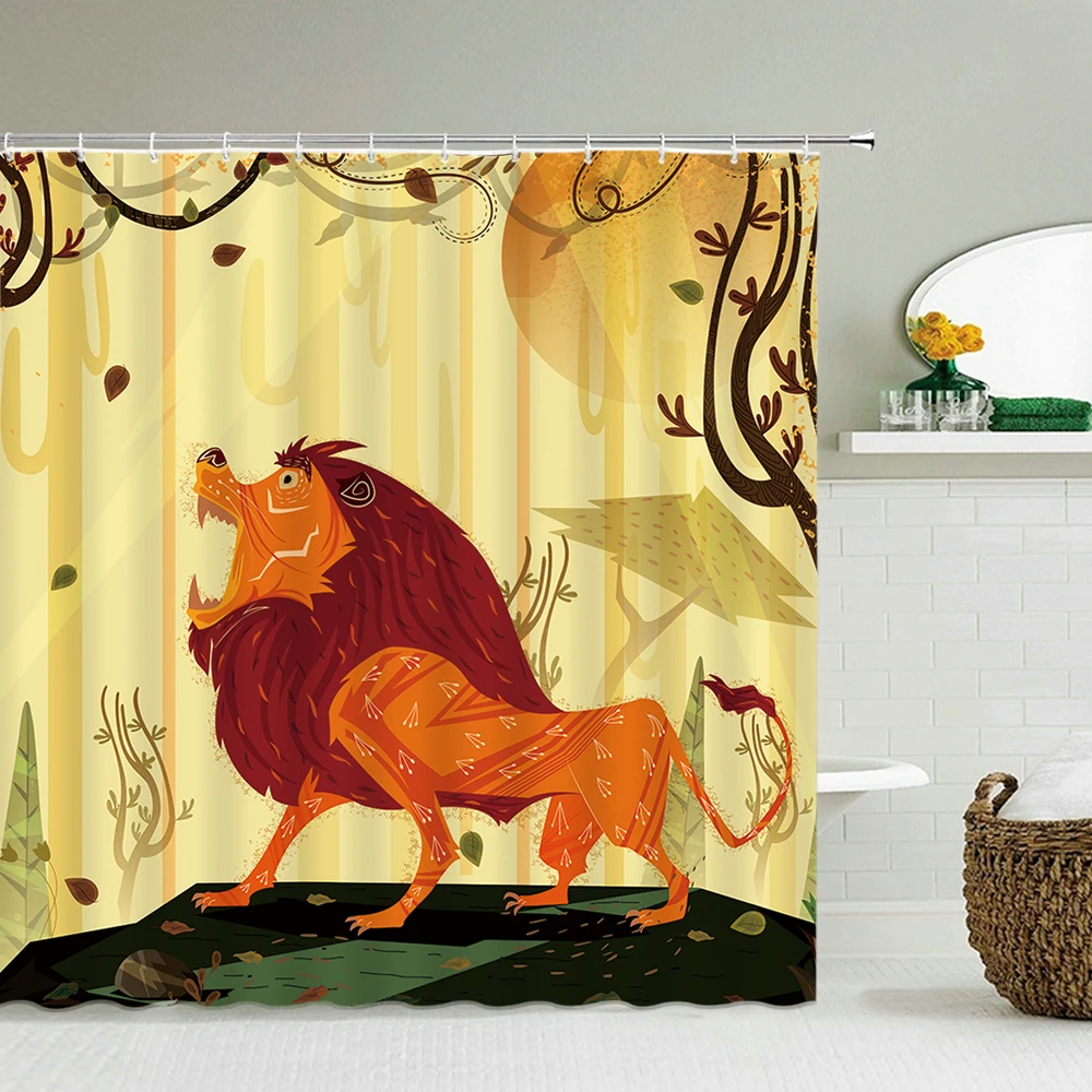 

Лев тигр Зебра 3D для душа с рисунком Шторы мультфильм Животные полиэфирная Штора для ванны Шторы полиэстер ткань Ванная комната Шторы декор...