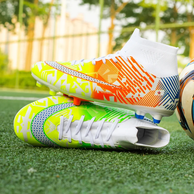 

Four Seasons Men's Breathable Long Nail Broken Nail High Top Football Shoes Couple Outdoor Training ShoesDouble color .2021