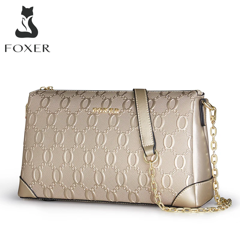 FOXER Fashion Women's Split Leather Shoulder Bag Luxury Women Crossbody Bags Lady Messenger Bag Lady's Cross Body Bag Female Bag