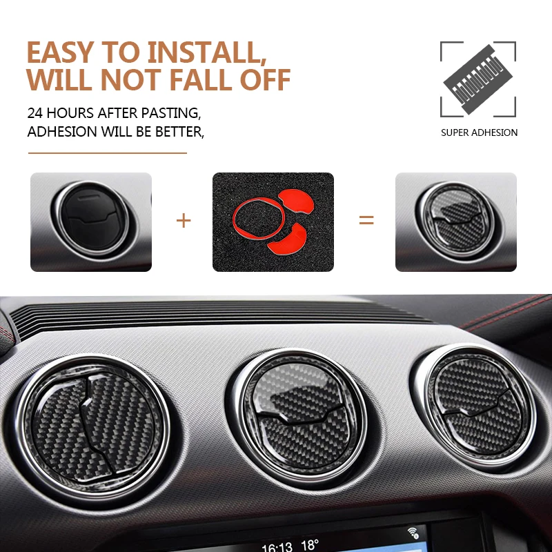 

9Pcs Carbon Fiber Interior Air Vent Outlet Trim Cover For Ford Mustang 2015 2016 2017 2018 2019 Accessories