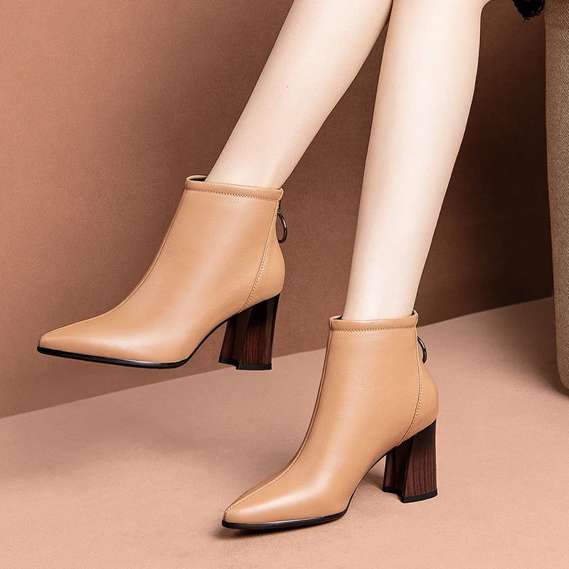 Ботильоны ISNOM на высоком каблуке в полоску женские ботинки женская обувь из