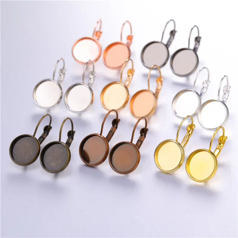 JUYA 10 шт./лот 12 мм крючки для сережек круглые Кабошоны Камея Пустые Базовые