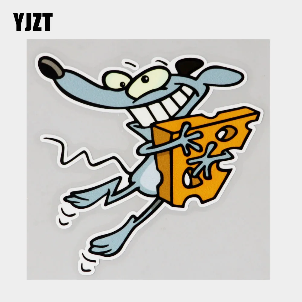 

Наклейка на автомобиль, YJZT, 13,2 см × 12,3 см, счастливая крыса, с куском сыра, ПВХ, наклейка 11C-0269