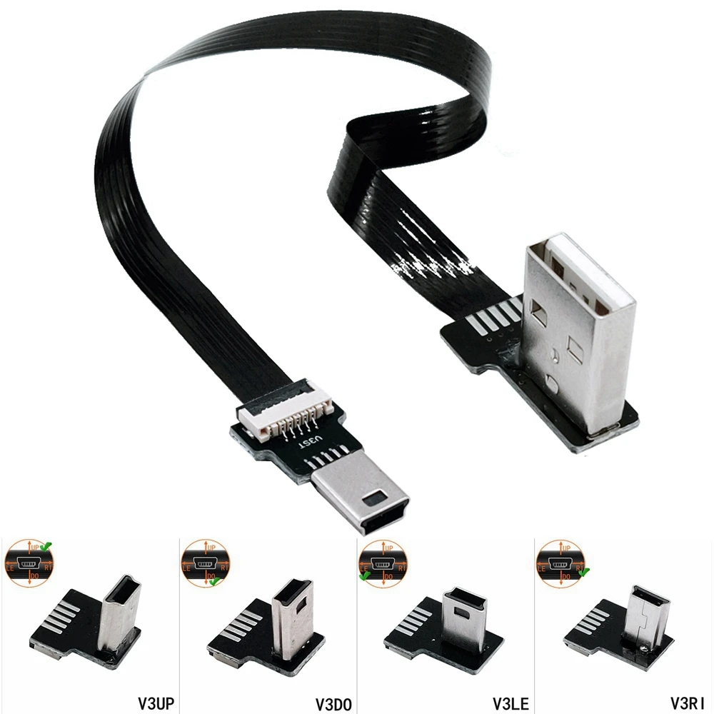 Кабель для передачи данных Mini USB Тип B 5pin вверх вниз влево вправо Угловой 90
