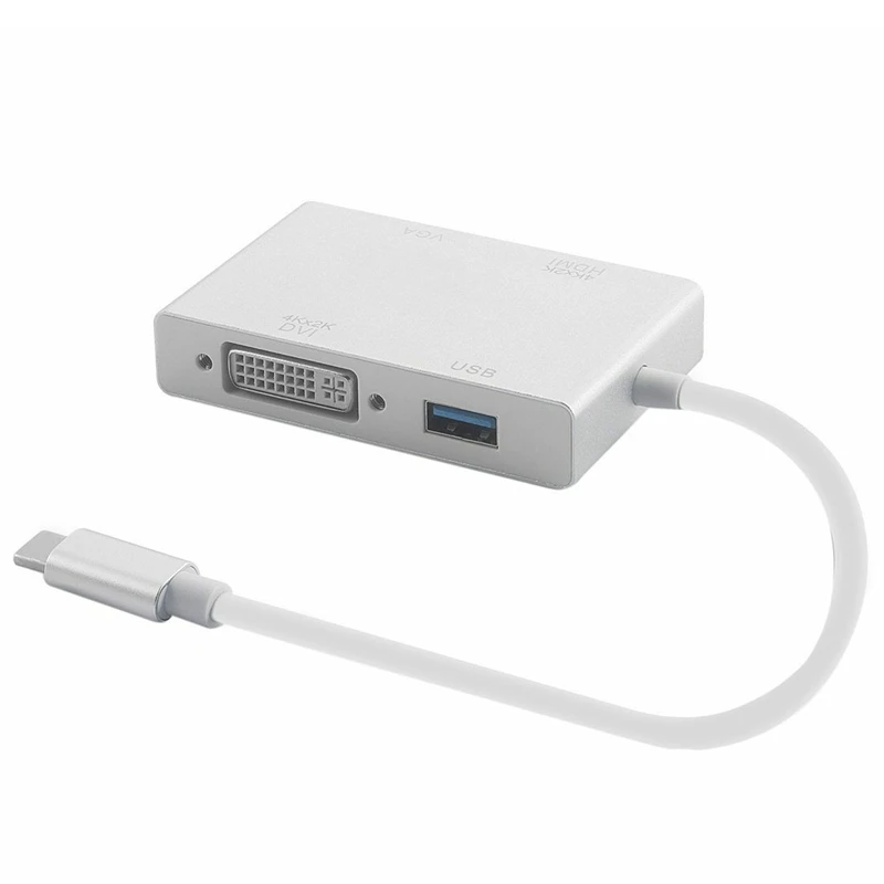 4 в 1 Тип C штекер Hdmi Vga Dvi Usb 3 0 Женский адаптер конвертер Поддержка K 1080 P для Macbook Google