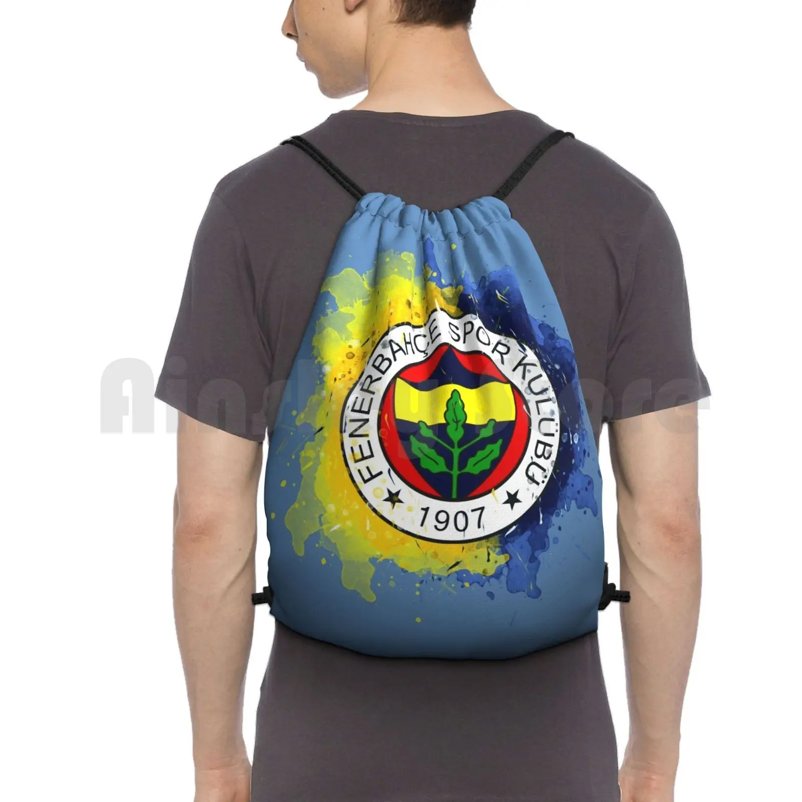 

Рюкзак Fenerbahce с акварельным дизайном, сумка на шнурке для верховой езды, альпинизма, спортивная сумка Fenerbahce Galatasaray Besiktas