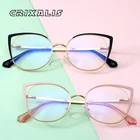 CRIXALIS 2022 Модные женские очки с защитой от синего света, Модные металлические очки кошачий глаз, оптические женские очки для компьютера