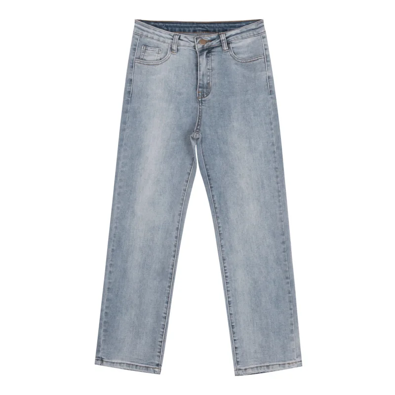 

7108 New Summer Women's Jeans Fashion Washed Thin Straight Quality Classic Loose High Waist Streetwear Denim Casual Pants 2021