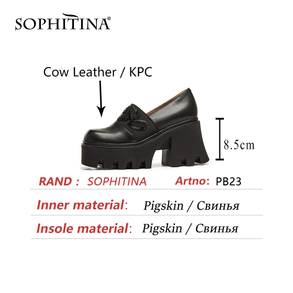 

SOPHITINA Flat Woman High Platform Round Toe Elastic Band Shallow String Bead Slip On Thick Bottom Causal Shoes PB23