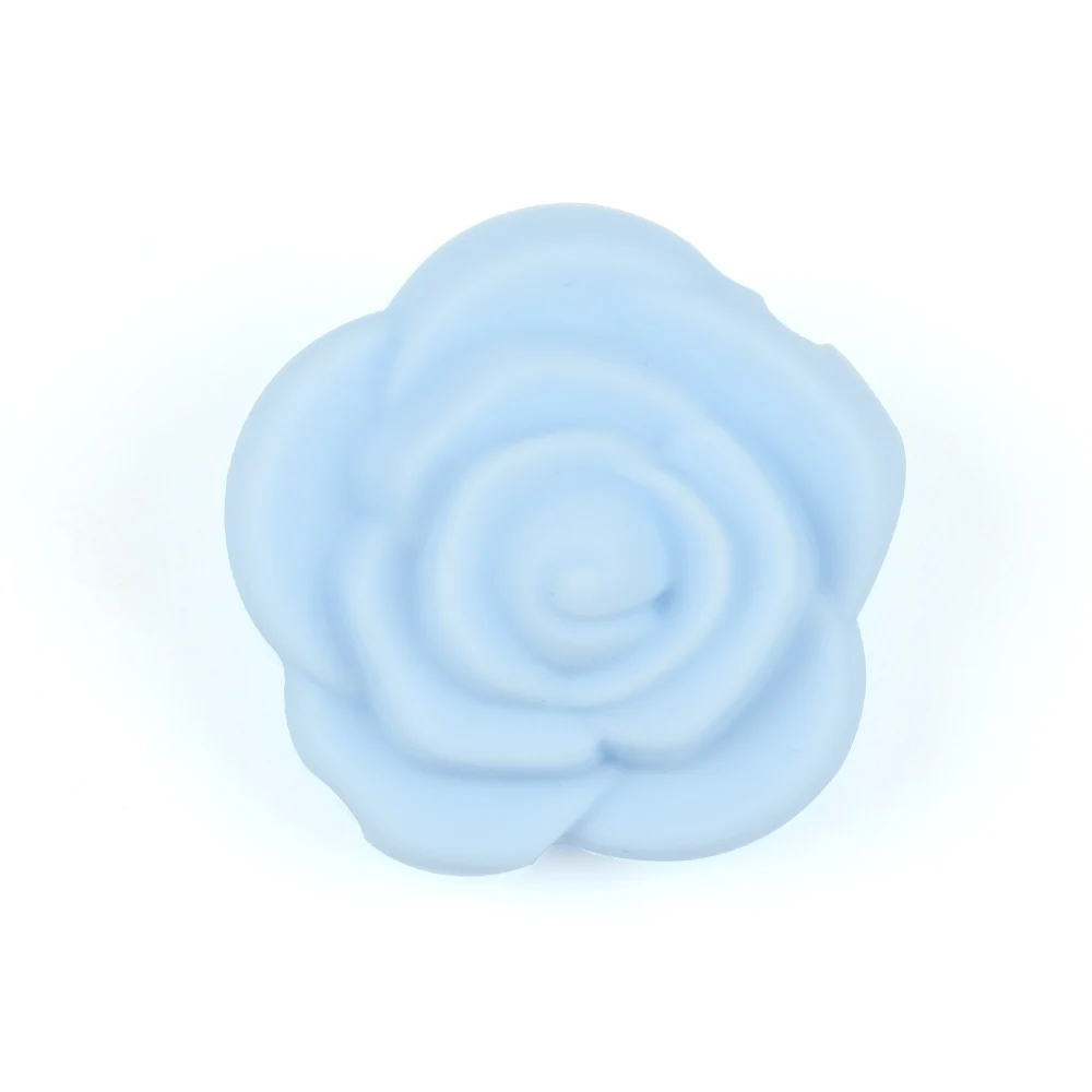 pastel blue LOFCA, 50 шт в наборе, двойной уход за кожей лица силиконовые в форме цветка бусины Роза прорезывания зубов очаровательный Прорезыватель для зубов, жевательная резиновая горячая Распродажа Цепочки и ожерелья мягкая жевательная игрушка в подарок - Цвет: pastel blue