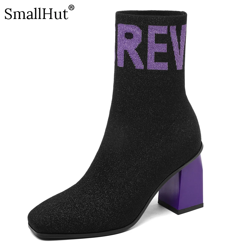 Женские ботильоны из шерсти сезон весна осень женская обувь на высоком