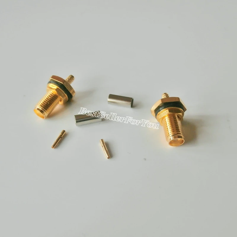 

10 SMA Female Waterproof Bulkhead Crimp RG174 RG316 LMR100 Cable RF Connector