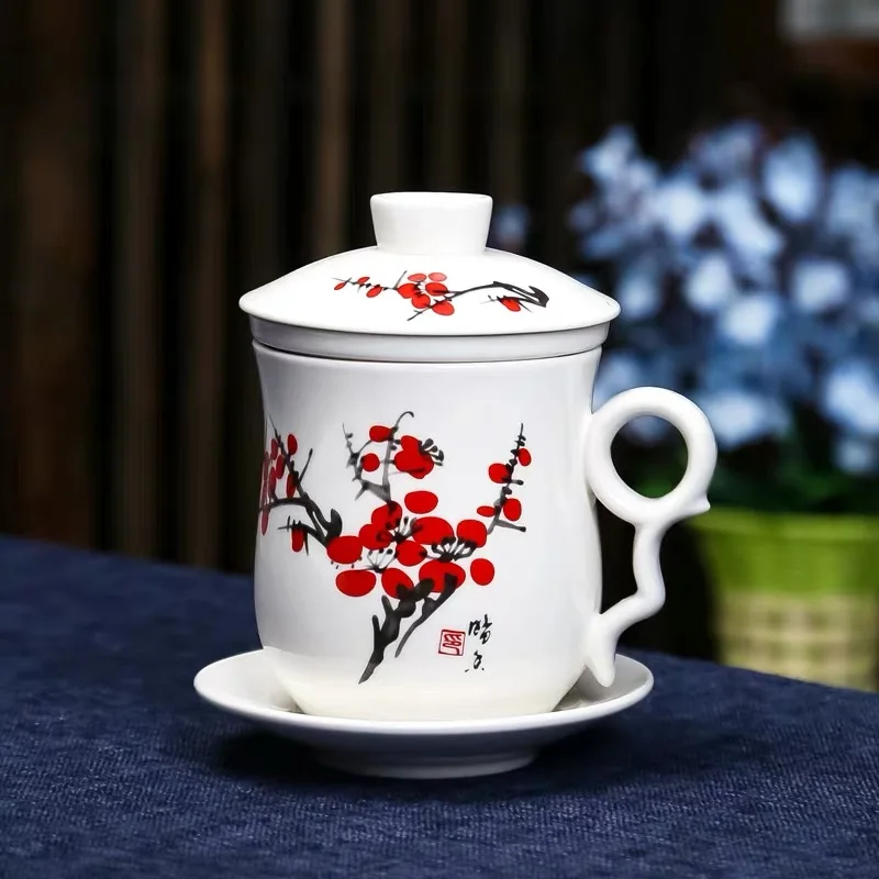 Синие и белые фарфоровые офисные чашки с фильтром для крышки креативные