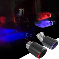 universal car led exhaust muffler tip pipe redblue light flaming straight car modified single outlet exhaust pipe tail throat