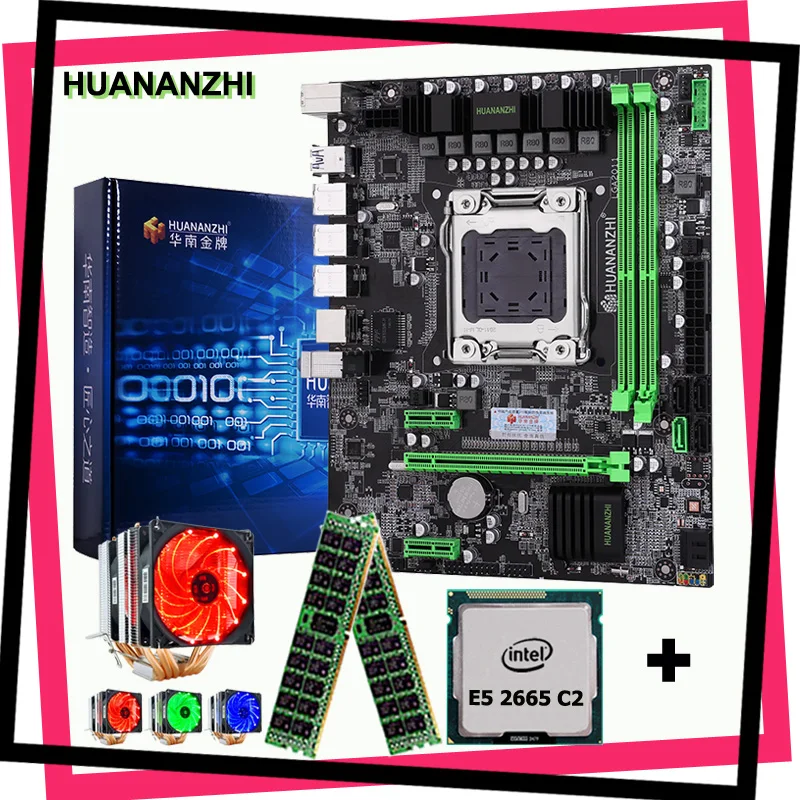 Billig HUANANZHI X79 Motherboard CPU Intel Xeon E5 2665 C2 2,4 GHz Mit 6 Heatpipes Kühler RAM 16G(2*8G) DDR3 REG ECC