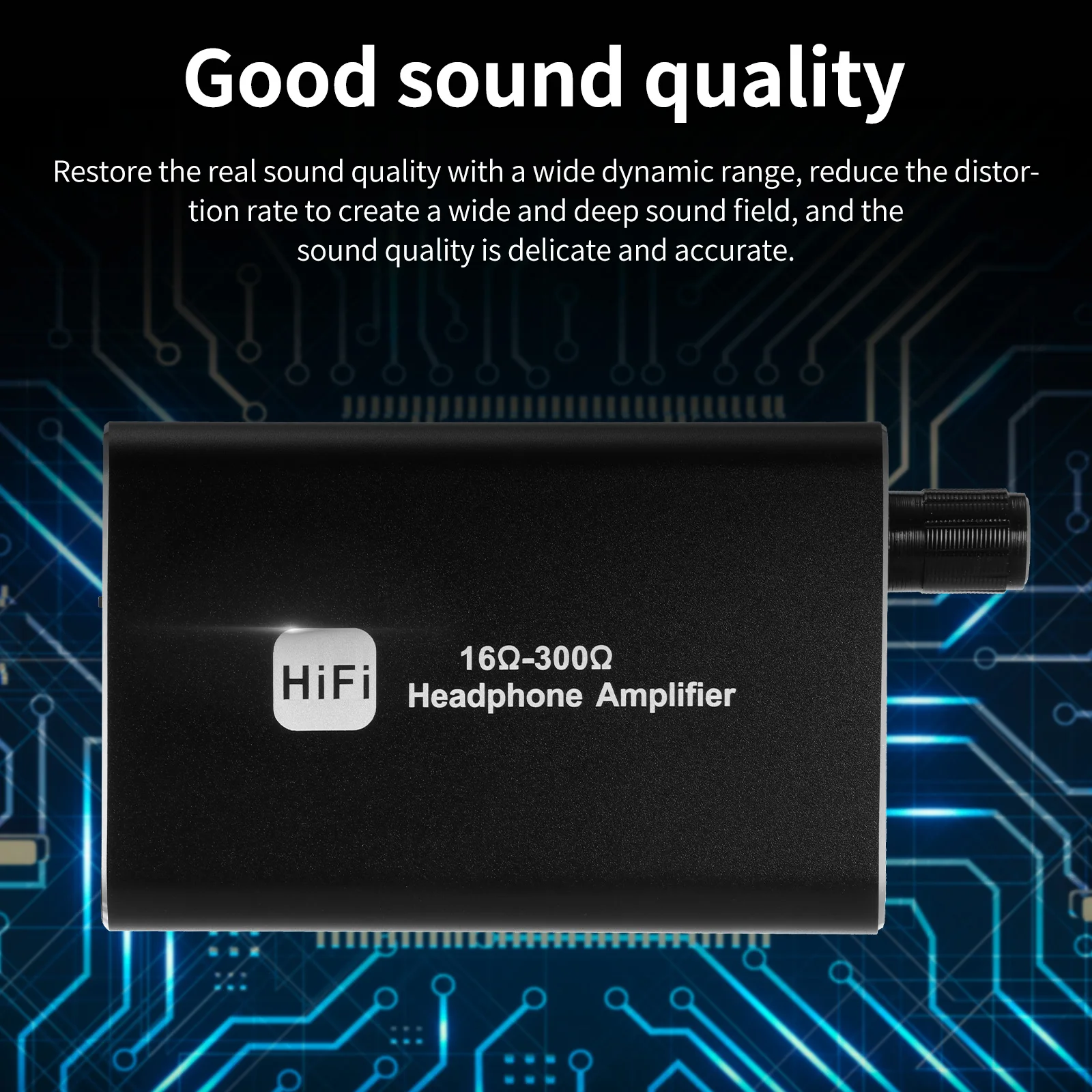 Наушниковый усилитель HiFi с двухступенчатым переключением усиления звука портативный аудио-адаптер 3,5 мм стереозвук регулируемый 16-300 Ом.