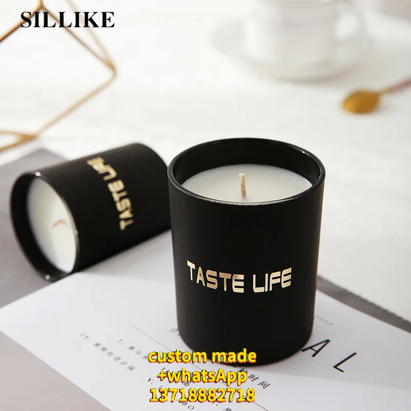 

SILLIKE Organic Essence Oil Aromatherapy Candle Black Gilding Glass Cup Smokeless Soy Candle candles scented candle jars