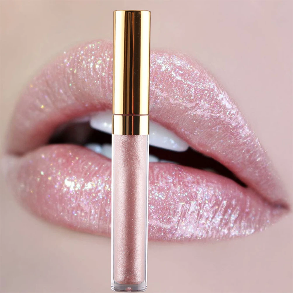 

12 Colors No Label Oily Shimmer Glitter Lip Glaze Moisturizer Shiny Pearl Lip Gloss Private Label Wholesale Gold Head Round Tube