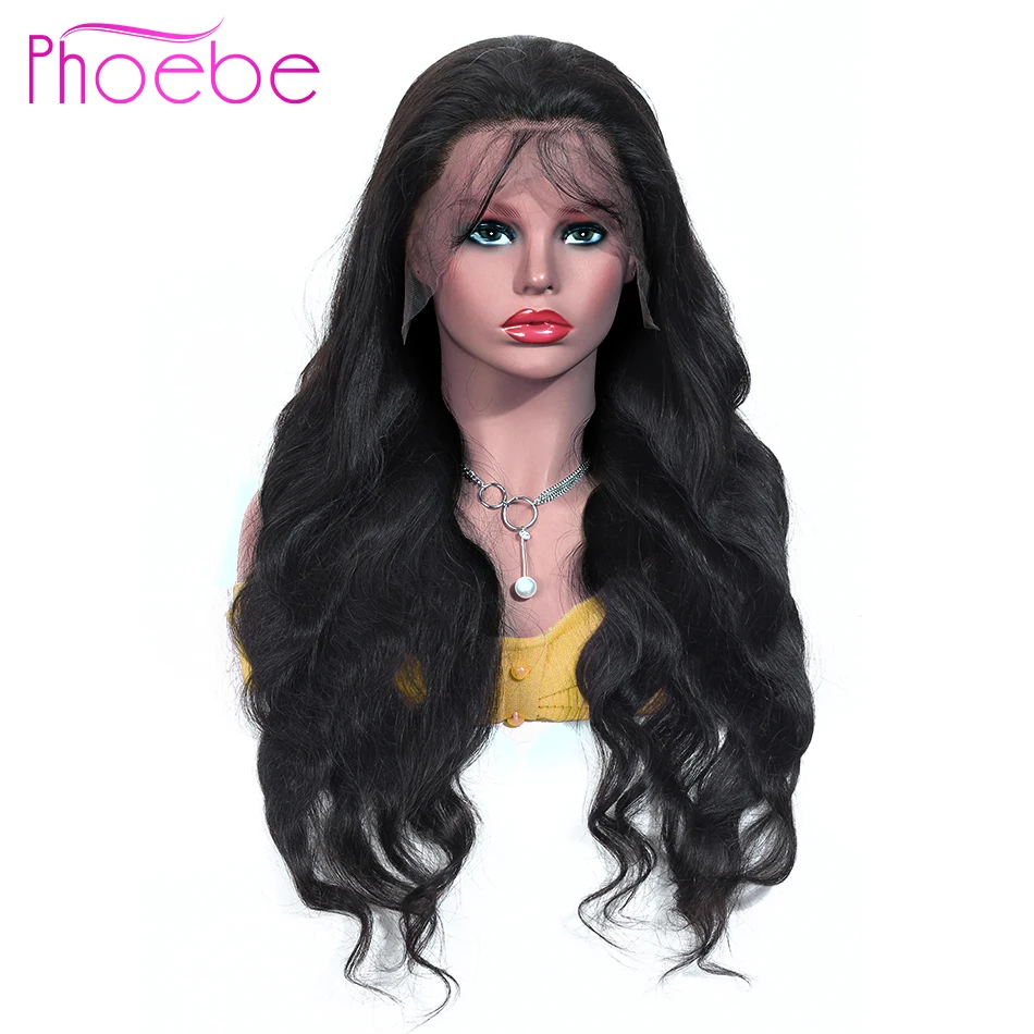 Phoebe, 13x4, фронтальные человеческие волосы, парики, предварительно выщипанные для черных женщин, не Реми, бразильский Волнистый фронтальный парик, 150% Плотность