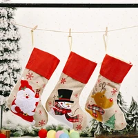 new linen embroidery christmas decoration sock christmas sock creative cartoon christmas sock christma tree decoration kid gift
