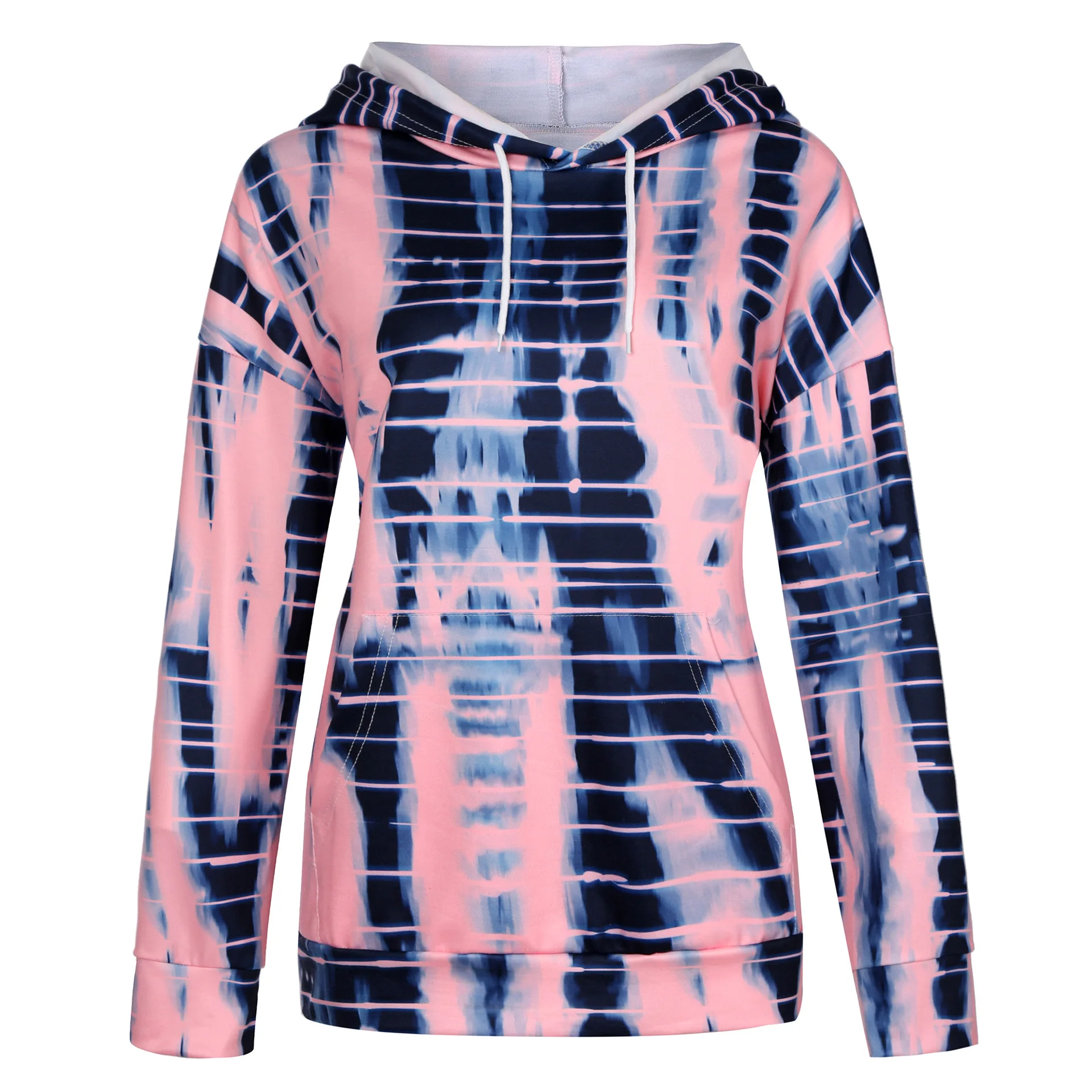 

Women's Clothing Spring and Autumn Loose Tie-dye T-shirt Printing Hooded Long-sleeved Sweater Gradient Casual Street Top