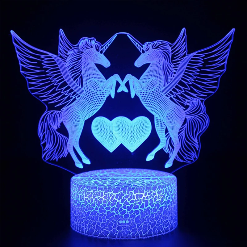 Linson 3D светодиодный светильник в виде единорога лампа животных ночник USB