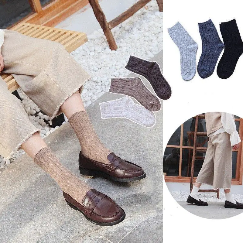 

New Clearance Sales Cotton Women Long Socks Knitted Winter Thick Warm Underwear Fashion Vintage Kawaii Girls Student Long Socks