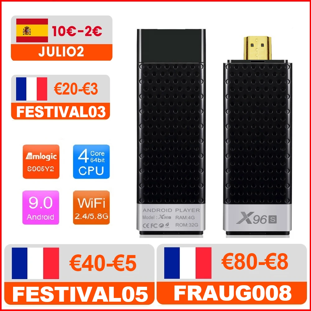 

X96S TV Stick Android 9.0 Smart TV Box 4GB 32GB Amlogic S905Y2 TVBox Dual Wifi 4K BT4.2 1080P H.265 4K 60pfs X96 S 2GB 16GB