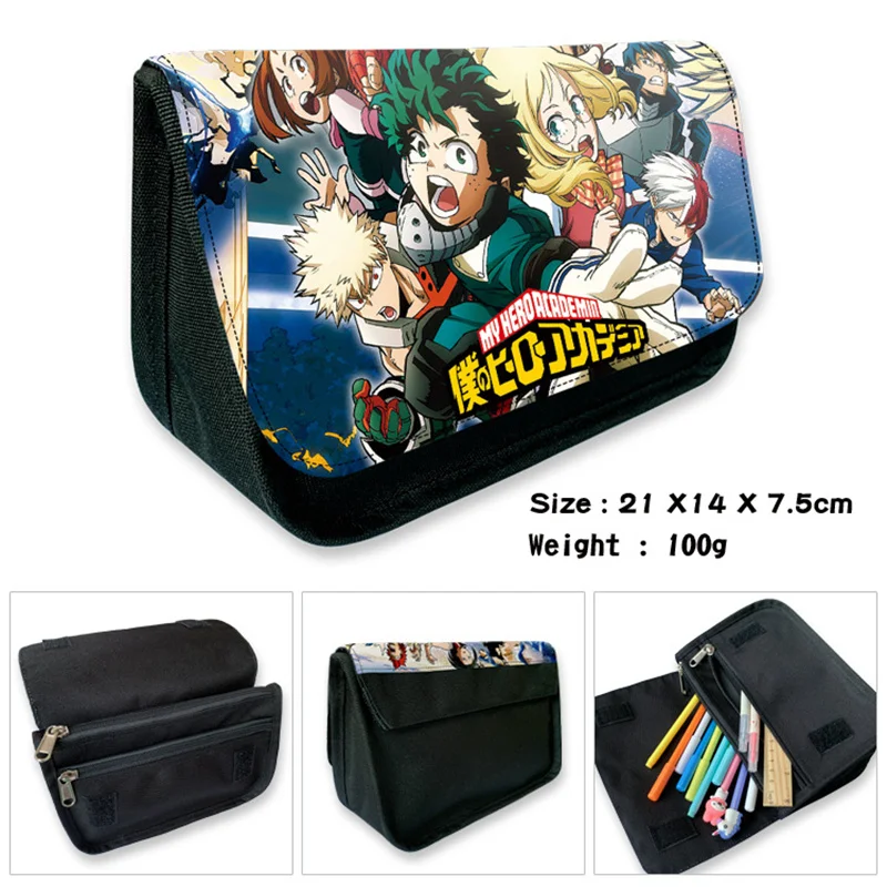 

New Anime My Hero Academia Cosplay Pencil Case Bag Large Capacity Canvas Pen Case Portable Wallet Gift for Students