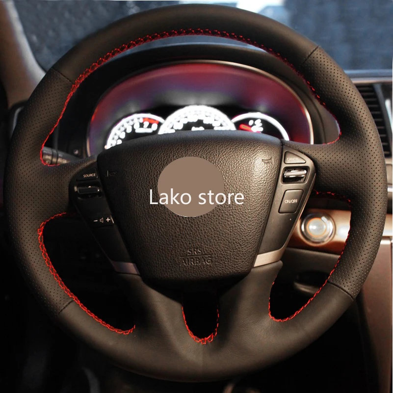 

Ручные стежки новый оригинальный искусственная кожа Чехол рулевого колеса автомобиля для Nissan Teana 2008-2012 Murano 2009-2014 черный