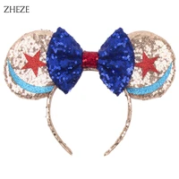 2022 new big 4 mouse ears headband sequins hair bow head hoop girls children diy festival princess hair accessories