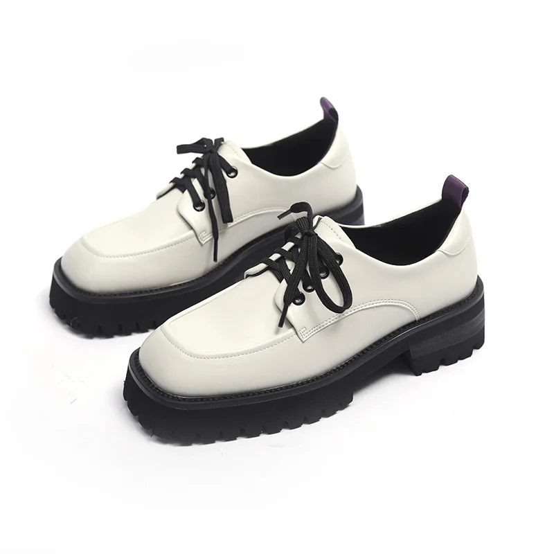 

Korean Shoes British Style Square Toe Female Footwear Oxfords Women's Casual Sneaker Clogs Platform 2021 Preppy Nurse Dress Leat