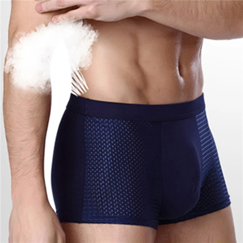 

4Pcs/Set Breathable Mens Boxershorts Soft Mesh Hollow Out Summer New Underpants Seamless Designer Solid Male Lingerie