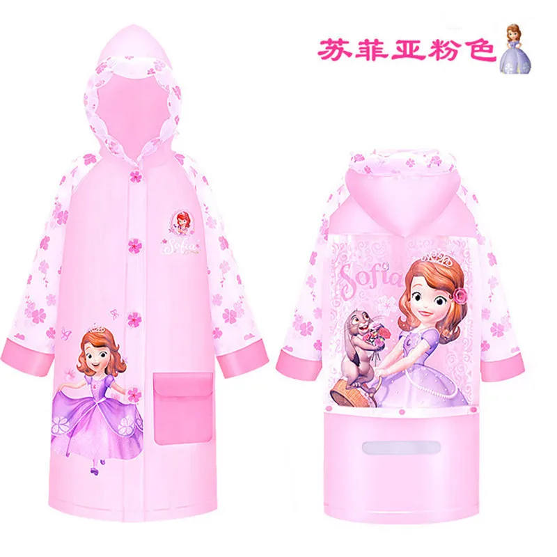 

Disney Sofia Raincoat Children Mickey Minnie mouse frozen Elsa princess Kids Girls Rainproof Poncho Boys Rainwear Baby Rainsuit