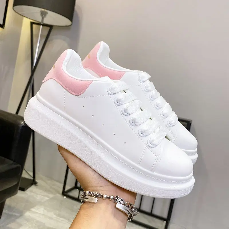 Murah Sepatu Putih Wanita Bersol Tebal Musim Semi 2021 Gaya Baru Sepatu Olahraga Kasual Meningkat Sepatu Platform Sneakers Pasangan Modis