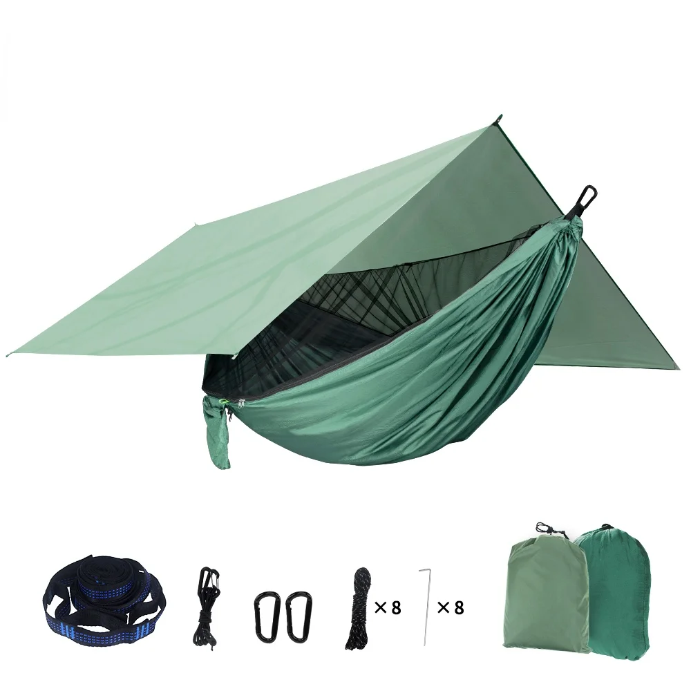 저렴한 휴대용 모기장 캠핑 해먹 방수 차양 캐노피 타프 야외 매달린 침대 1 ~ 2 인용 수면 스윙