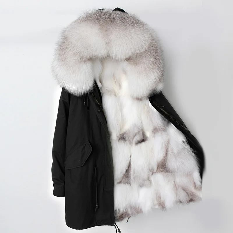 

2020 Real Fox Fur Coat Winter Women Parkas Plus Size Thick Warm Jackets and Coats Fashionable Woman Streetwear S-7XL