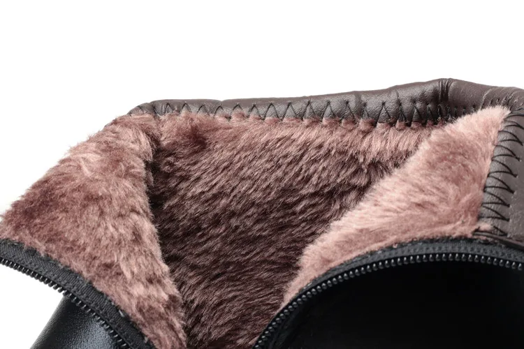 AIYUQI Winter Boots Women Genuine Leather Big Size Mother Wedge Boot Black Platform Boots Thick Wool Ankle Boots