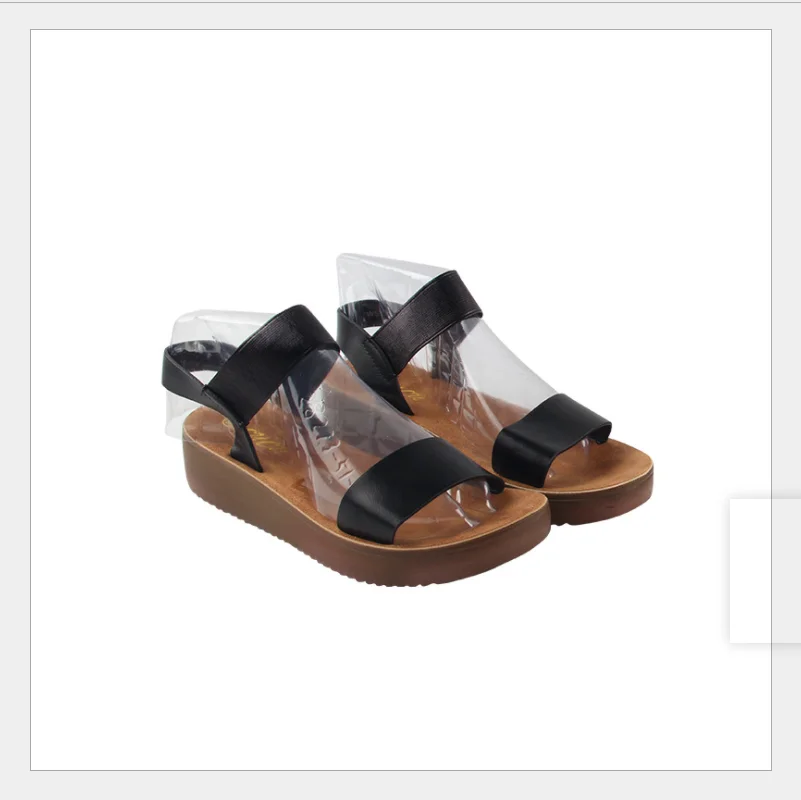 

LYXLYH Women Sandals Casual Ladies Rome Summer Shoes Platform Wedges Slip on Pu Comfort Fashion Comfort Woman Footwear New 2021