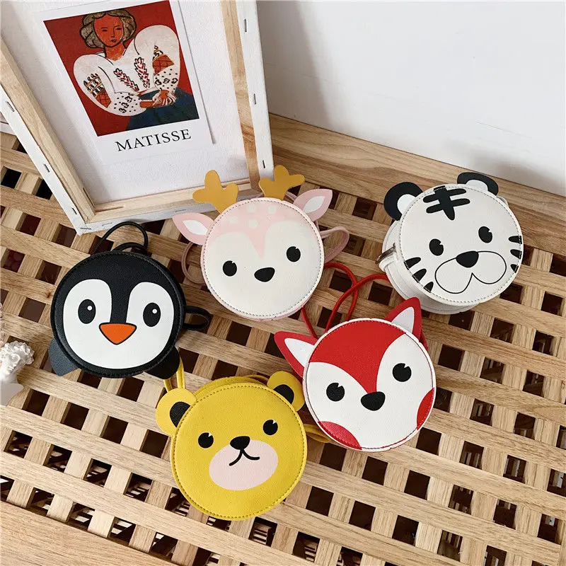 Cartoon Animal Children Coin Purse Crossbody Bags Lovely PU Leather Baby Kids Shoulder Bag Boys Girls Gifts Accessories Handbags