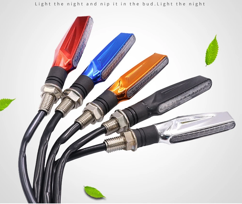 

2PCS Universal LED Motorcycle Turn Signal 12v IP68 Waterproof Sequential Amber Flasher Indicator Blinker Rear Lights Accessories